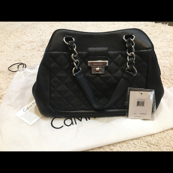 Calvin Klein Black Quilted Leather Handbag - Picture 1 of 6